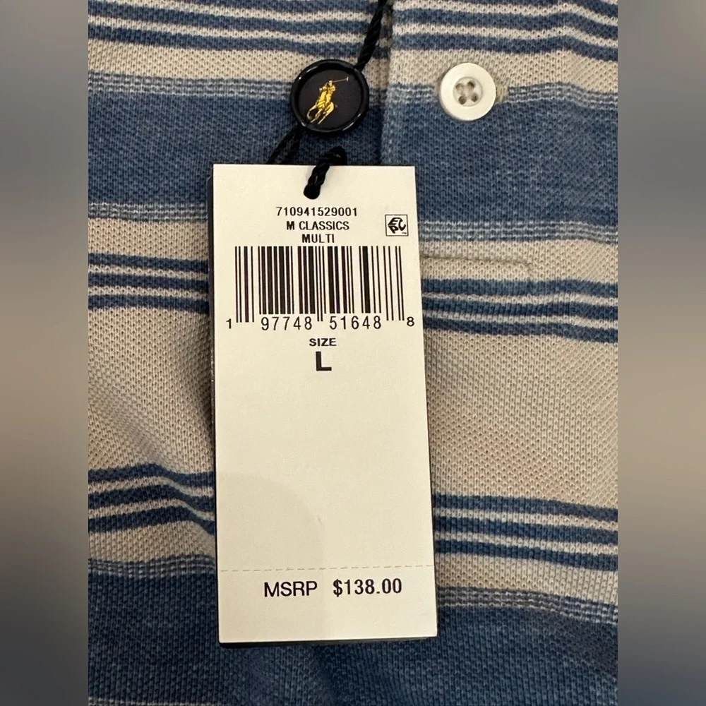 POLO RALPH LAUREN men’s CLASSIC FIT STRIPED MESH POLO SHIRT